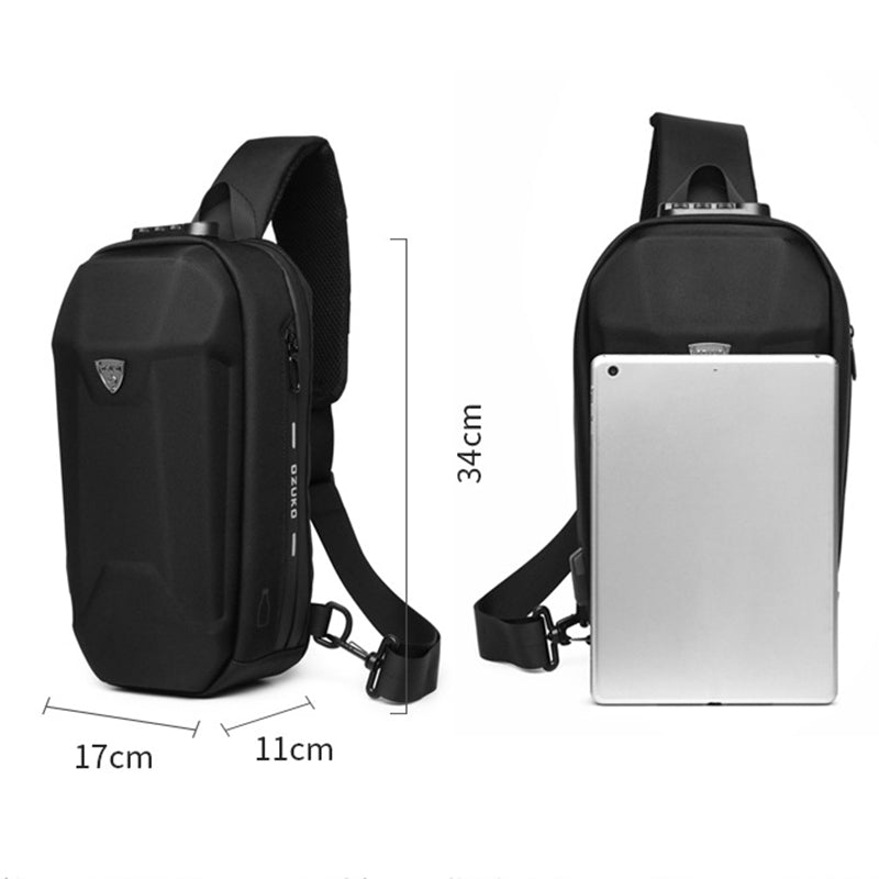 OZUKO 9321 Chest Bag Hard EVA Waterproof Crossbody Shoulder Bag - Black OZUKO 9321 Chest Bag Hard EVA Waterproof Crossbody Shoulder Bag - Black